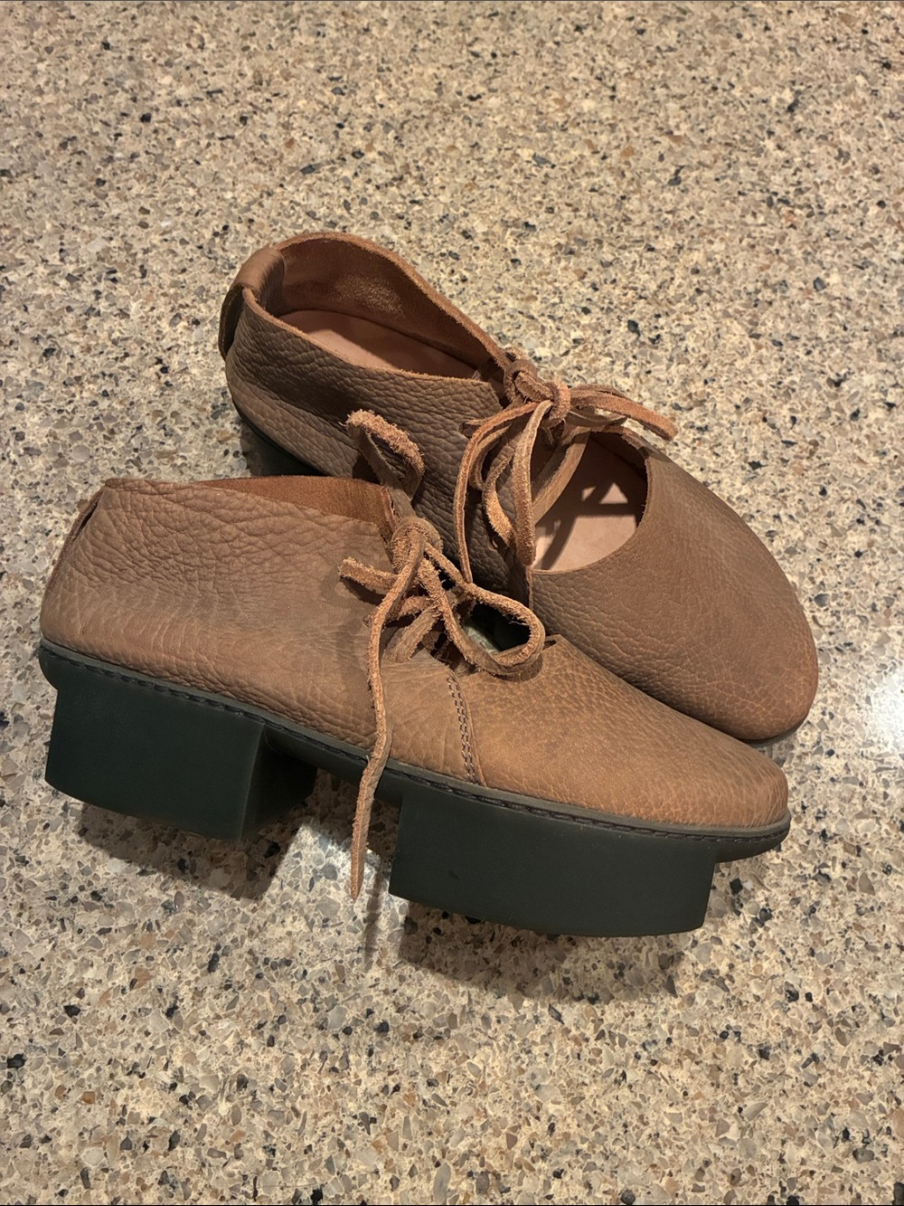 Women’s EU 38 trippen Leather Lace-Up Platform Shoes. Made in Germany